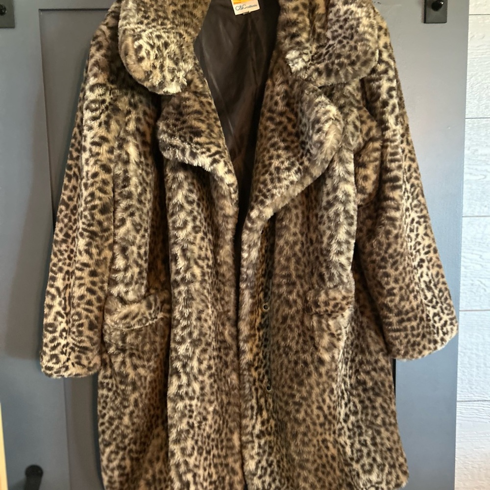 C&C California Animal Print Teddy Jacket